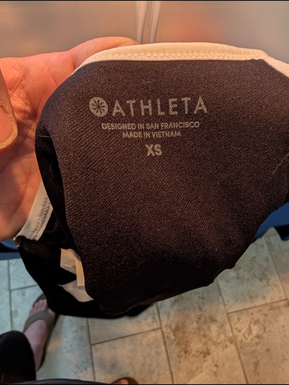 Athleta Black High Neck Bikini Top with White Trim - Picture 2 of 3